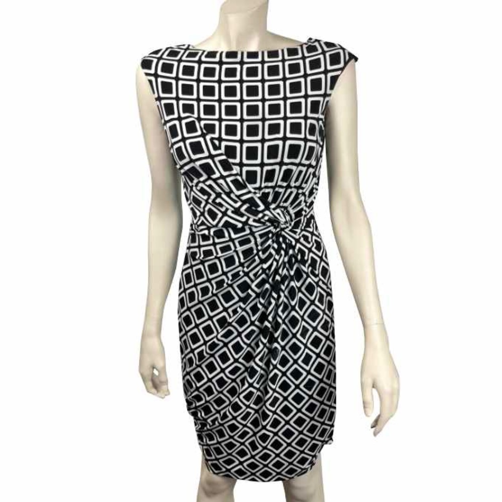 Lauren Ralph Lauren B&W Sleeveless Geometric Print Dress